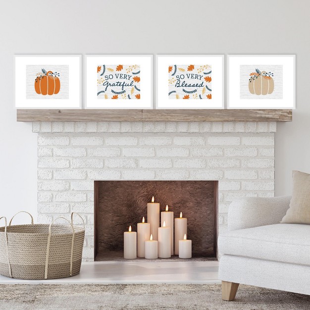 Big Dot Of Happiness Happy Thanksgiving Unframed Fall Harvest Pumpkin Linen Paper Wall Art Set Of 4 Artisms 8 X 10 Inches