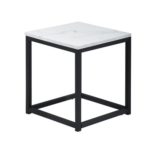 Faux Marble Square End Table/Side Table/Night Stand with Metal Frame Box