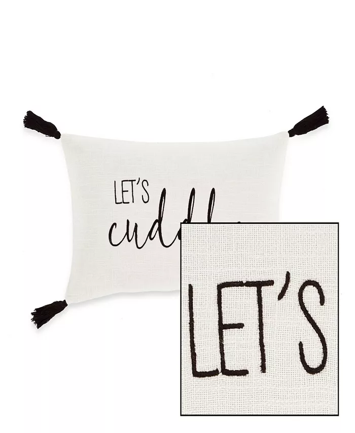 Lush Dandeacute;cor Lush Decor Let's Cuddle Script Decorative Single Pillow Cover， 13 x 20+ 3.5