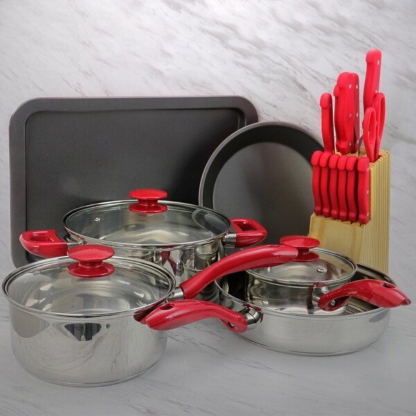 22 Piece Cookware Complete Kitchen Set in Ruby