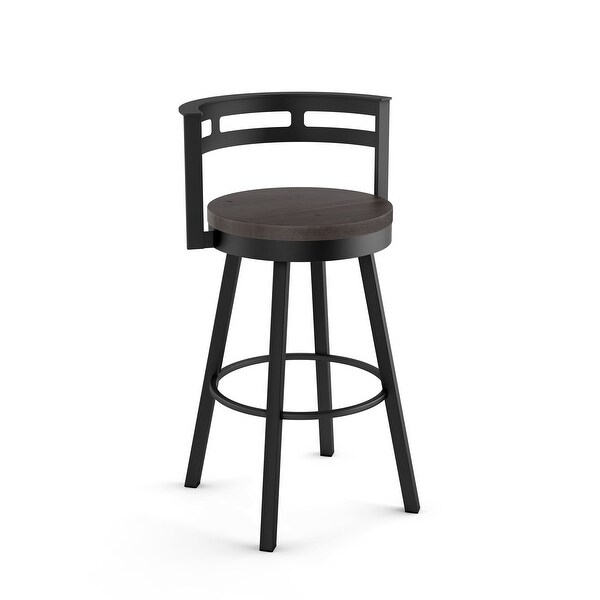 Amisco Vector Swivel Counter Stool with Distressed Wood Seat