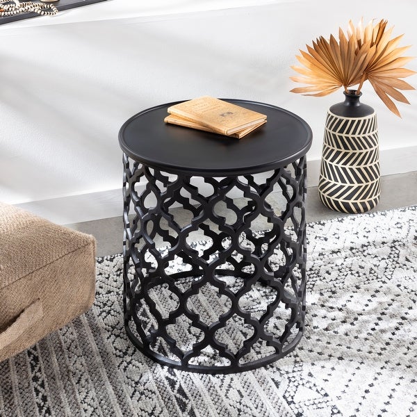 Tiziana Black Matte Transitional 16.5-inch Metal Accent Table - 19