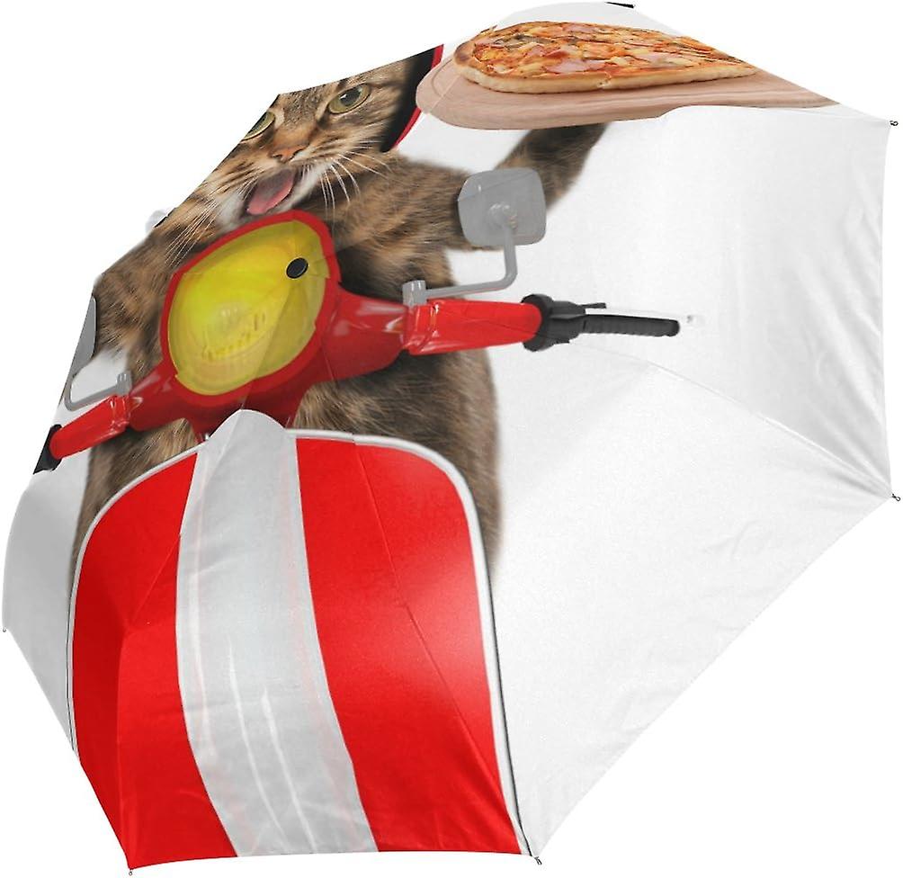 Rain Umbrella Automatic Windproof Foldable Umbrella Cat Send Pizza