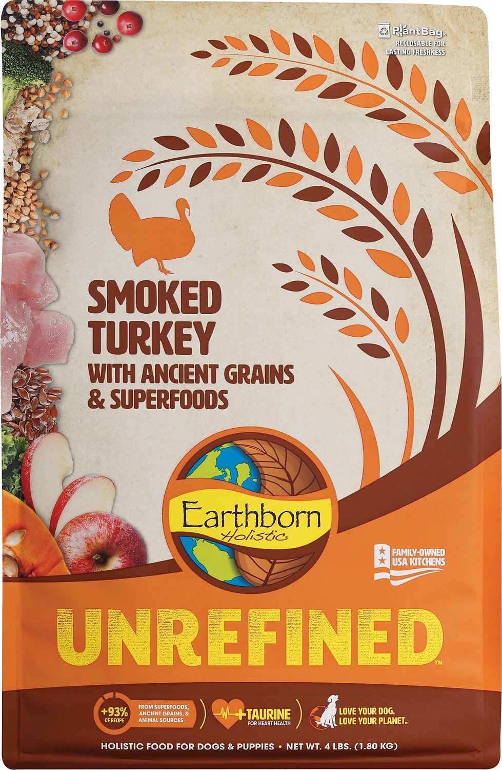 Earthborn Holistic Unrefined Smoked Turkey Grain Inclusive Dry Dog Foo