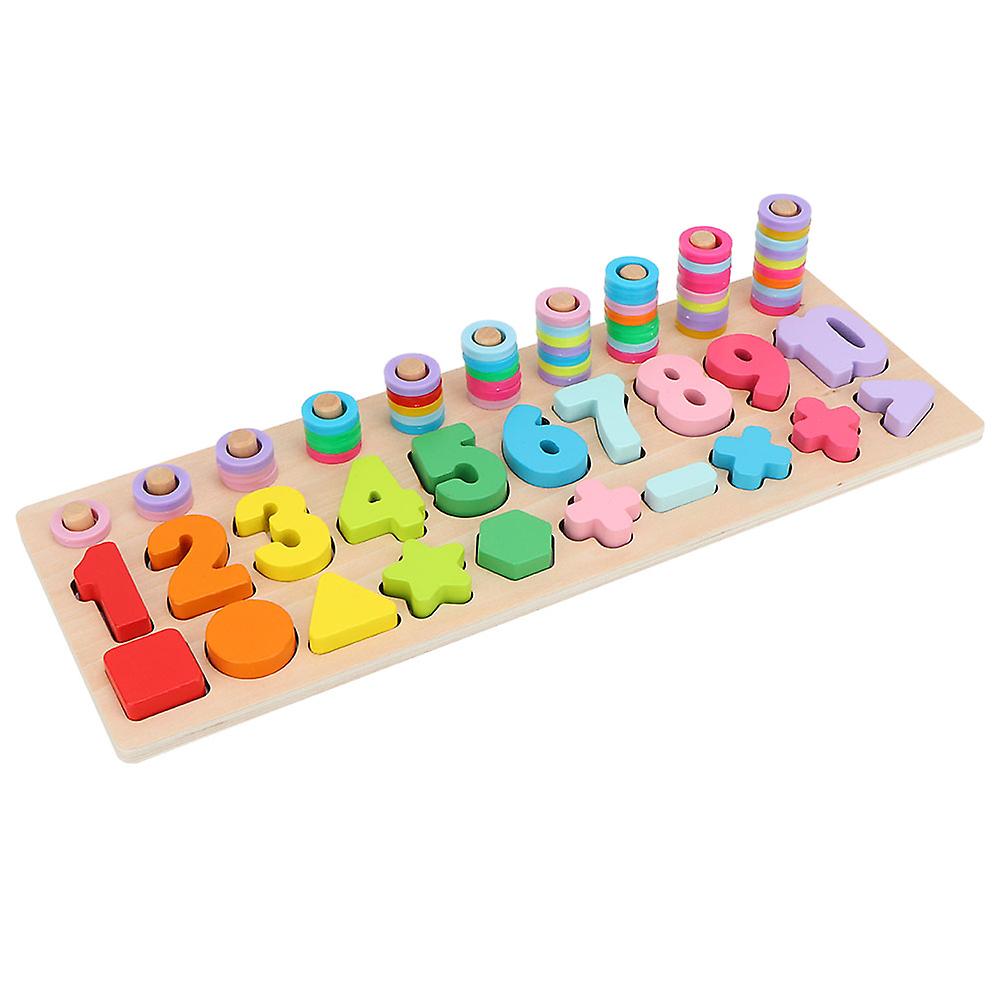 Children Kids Wodden Color Number Shape Toy Early Educational Learning Toys(rainbow Color)