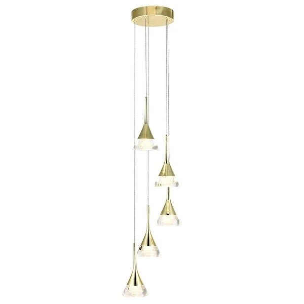 VONN Lighting Amalfi 5-Light ETL Certified Integrated LED Adjustable Chandelier Shades Gold - 11 