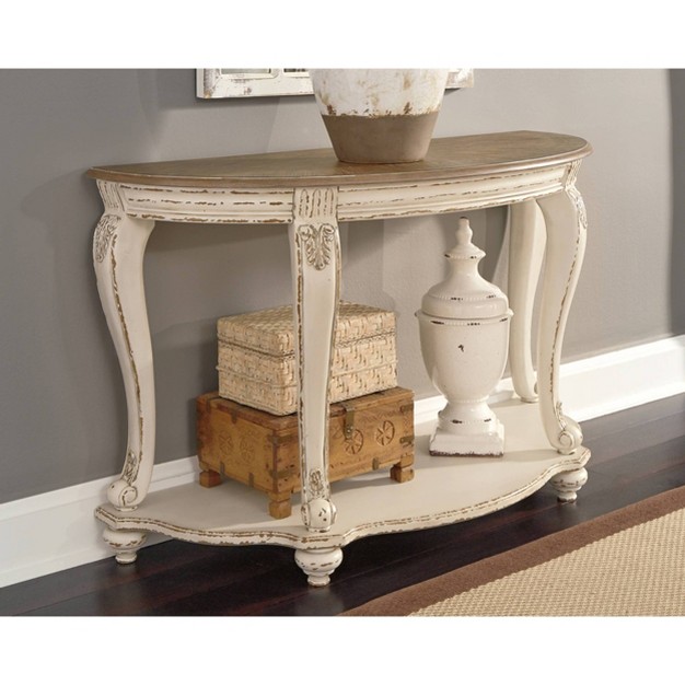 Realyn Sofa Table White brown Signature Design By Ashley