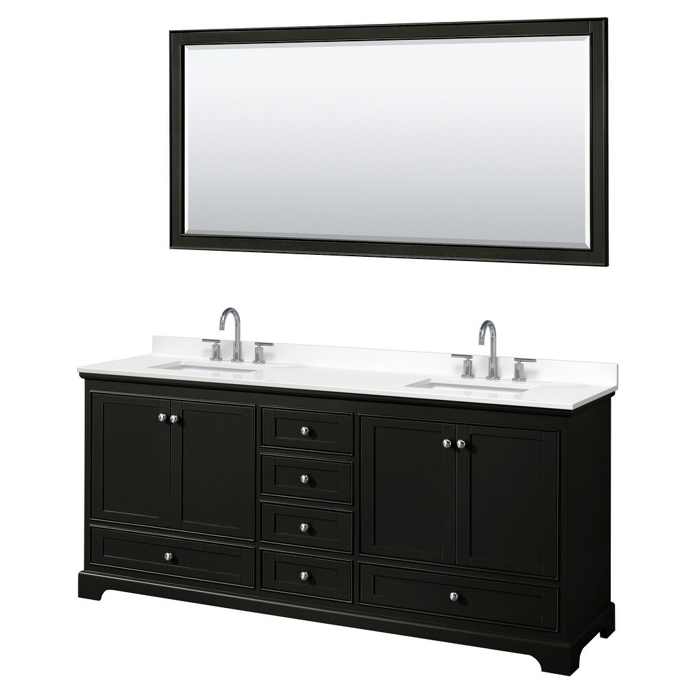 Deborah 80 inch Double Vanity  Quartz Top  70 inch Mirror