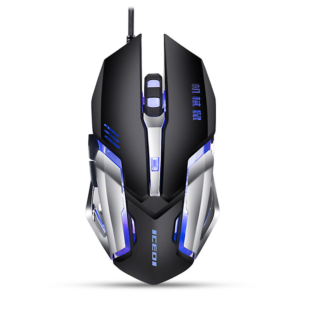 Wired3200 Dpi Gaming Mouse 4 Adjustable Dpi Levels/6 Programmable Buttons/4-color Breathing Light/ Leftandright Mute Buttons Black Black