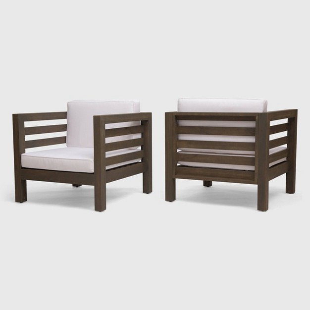 Oana 2pk Acacia Wood Club Chairs Gray white Christopher Knight Home