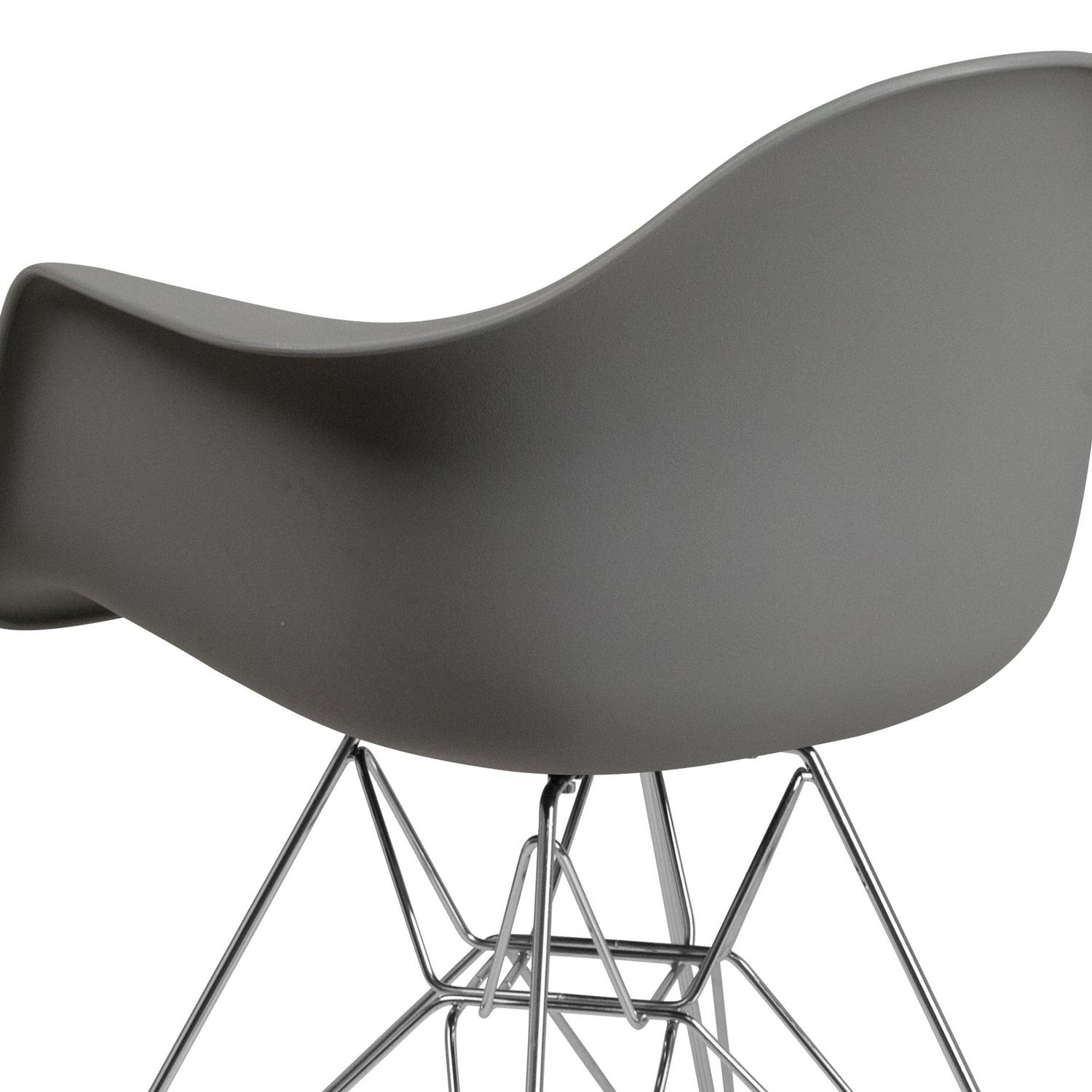 Flash Furniture Alonza Series Moss Gray Plastic Chair with Chrome Base