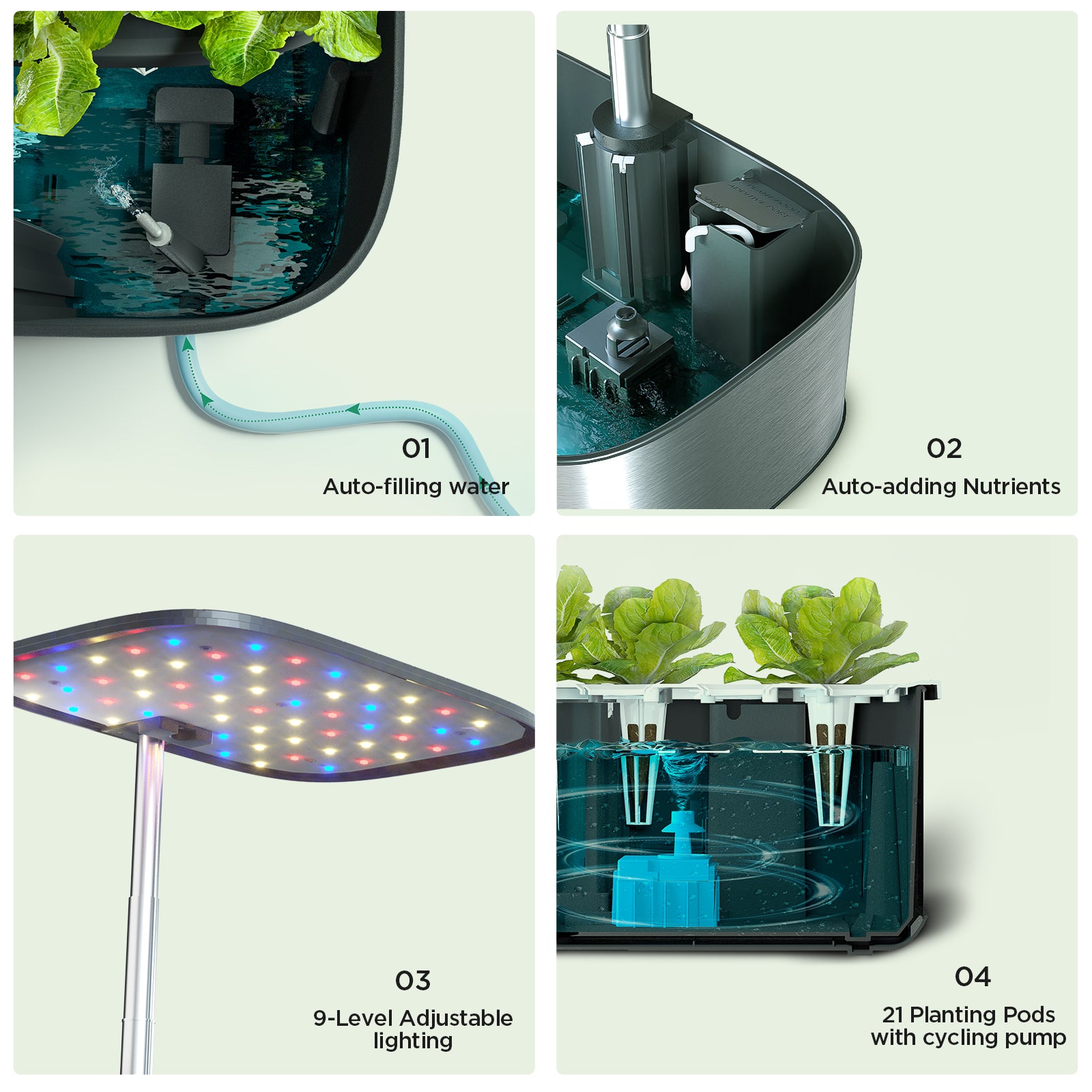 LetPot 21-Pod Indoor Herb Garden， 4.8''-Screen 4-in-1 Hydroponics Growing System with APP Controlled