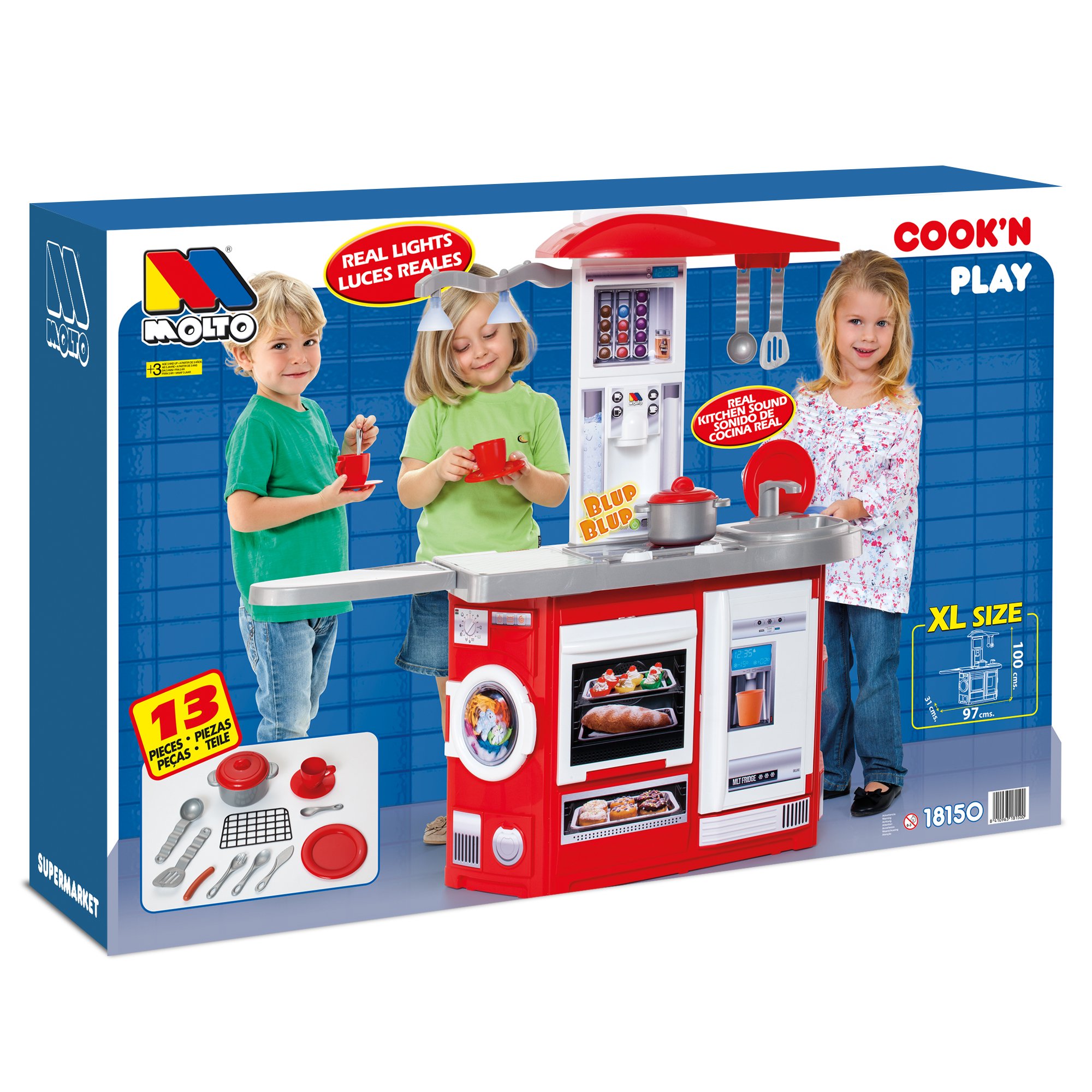 Molto Pretend Play Cook'n'Play Electronic Kitchen Playset with Accessories