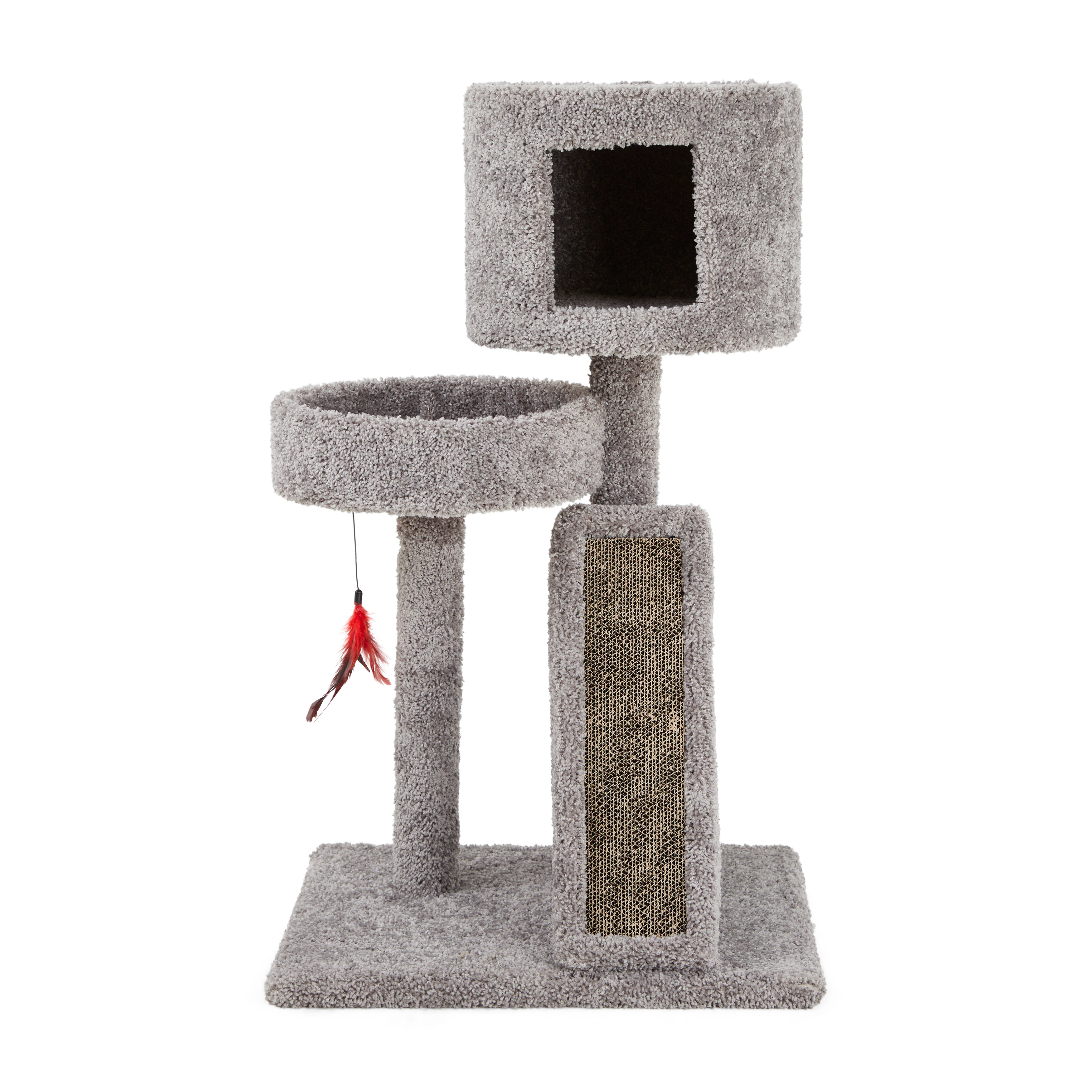 EveryYay Lookout Loft 3-level Cat Tree with Hideaway  Refillable Scratcher， 23