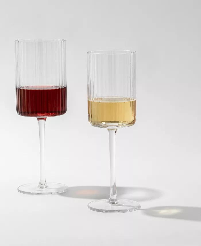 JoyJolt Elle Ribbed Red Wine Glass 2 Piece Set