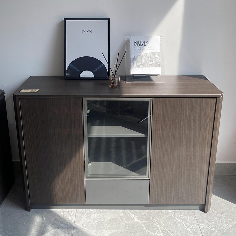 MADDOK Credenza 1.2M - Chocolate & Charcoal Grey