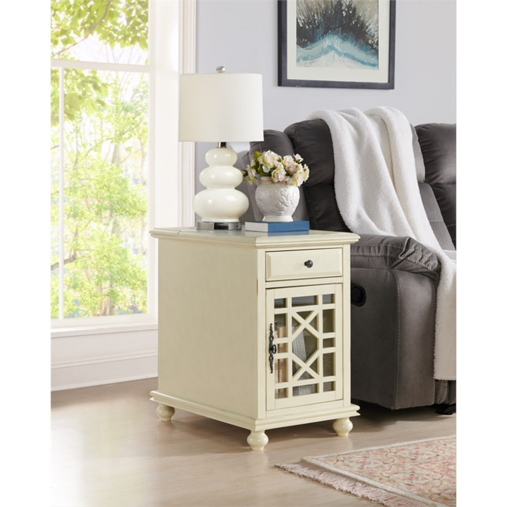 Home Square Elegant Chairside Table in Power Antique White   Set of 2   Traditional   Side Tables And End Tables   by Homesquare  Houzz