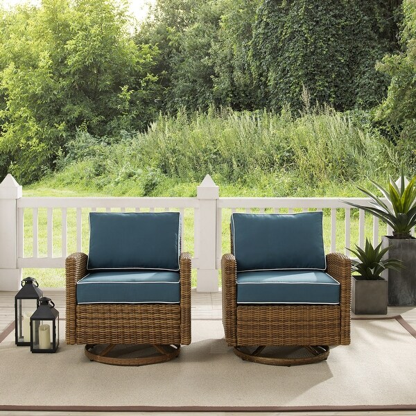 Crosley Bradenton 2Pc Outdoor Wicker Swivel Rocker Chair Set