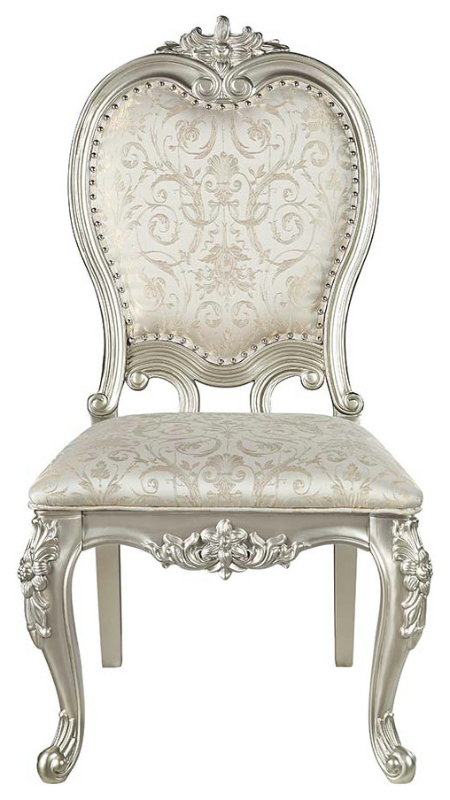 Acme Bently Side Chair Set 2 Fabric and Champagne Finish   Victorian   Dining Chairs   by AMOC  Houzz