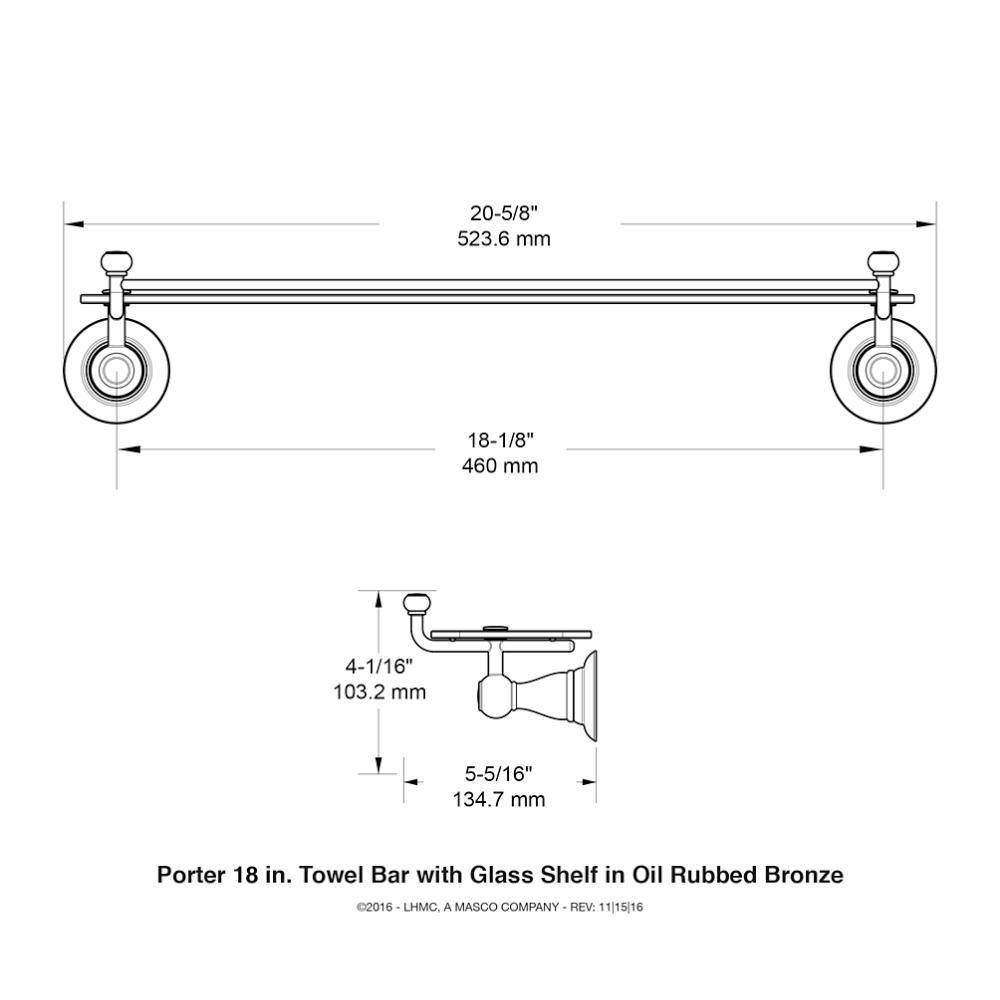 Delta Porter 18 in. Towel Bar with Glass Shelf in Oil Rubbed Bronze 78410-ORB