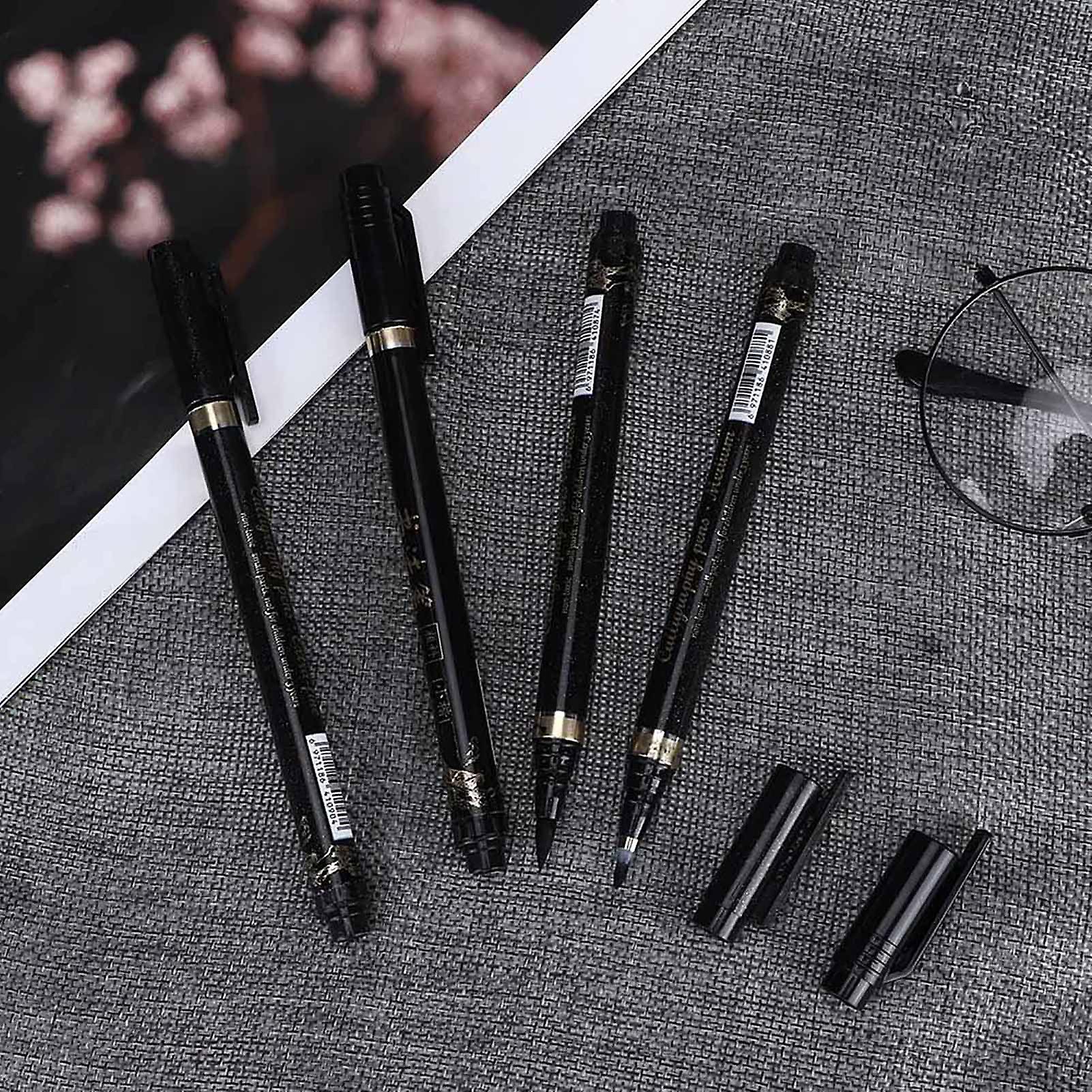 4pcs Calligraphy Pen Ink Brush Pen For Sketch Signature School Office Supplies