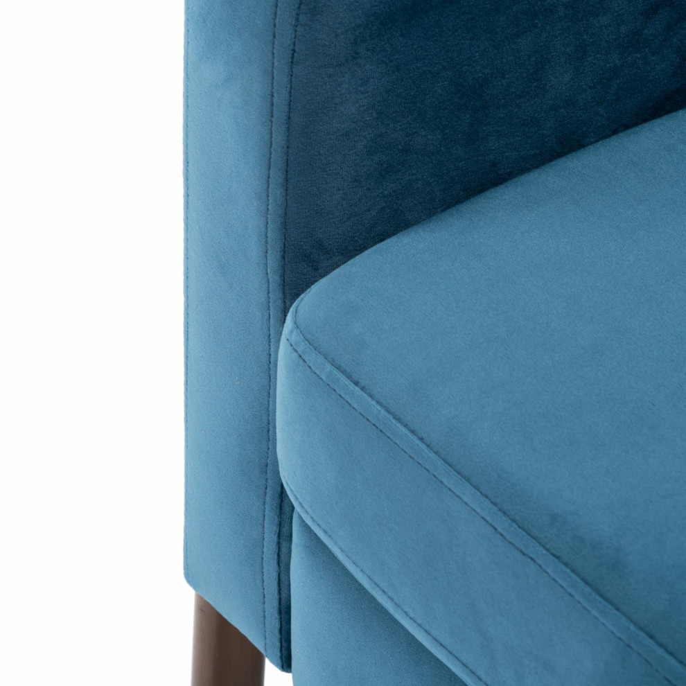 Unique Accent Chair  Sleek Wooden Legs With Rich Blue Velvet Seat  ampTrack Arms   Contemporary   Armchairs And Accent Chairs   by Decorn  Houzz