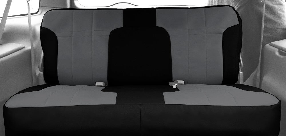 CalTrend Front Solid Bench DuraPlus Seat Covers for 1994-1997 Ford F-350 - FD270-08DD Light Grey Insert with Black Trim