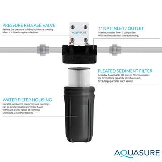 AQUASURE Harmony 64000 Grain Fine Mesh Water Softener with Pleated Sediment Pre-Filter AS-HS64FMP