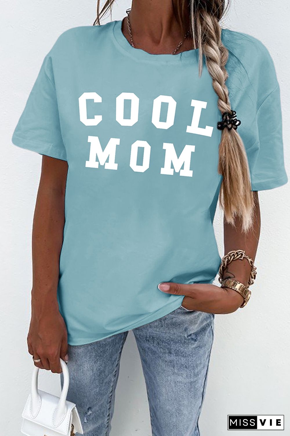 COOL MOM Print Graphic Tees for Women Wholesale Short Sleeve T shirts Top