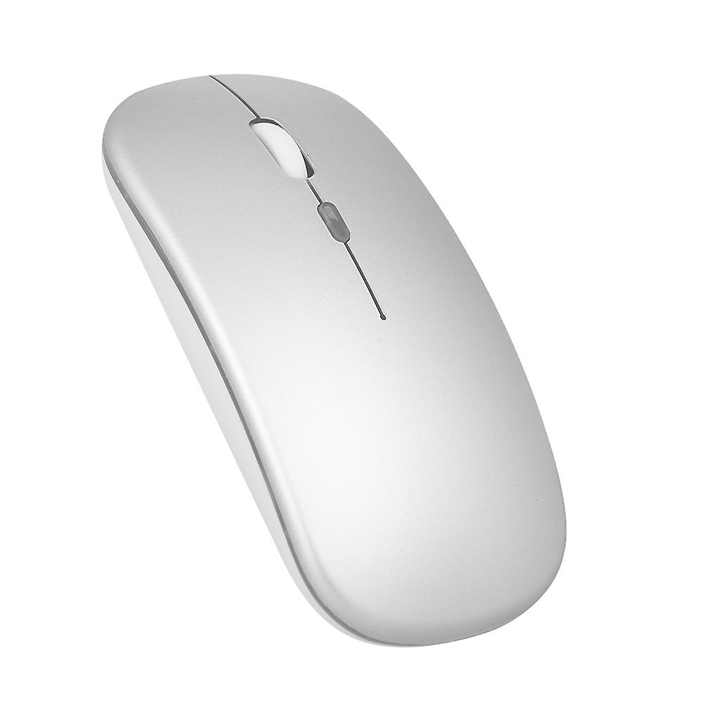 2.4g Bt 5.0 Wireless Slim Rechargeable Mouse Less Noise 3 Adjustable Dpi 7-color Breathing Light For Laptop Computer， Silver Silver With Light