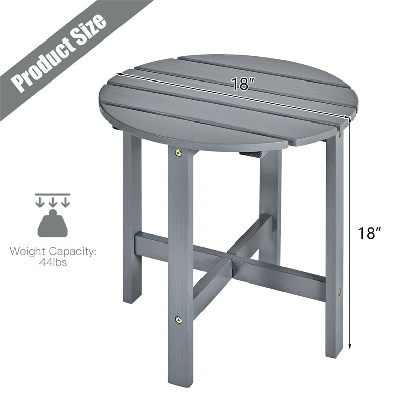 18¡¯¡¯ Outdoor Round Bistro Side Table Wood Slat End Table for Garden