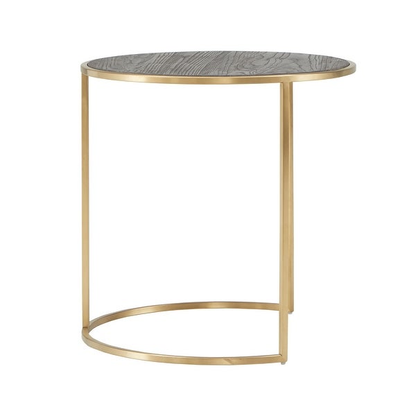 Subira Antique Gold Finished Metal and Reclaimed Wood Round Nesting End Table Set by iNSPIRE Q Bold