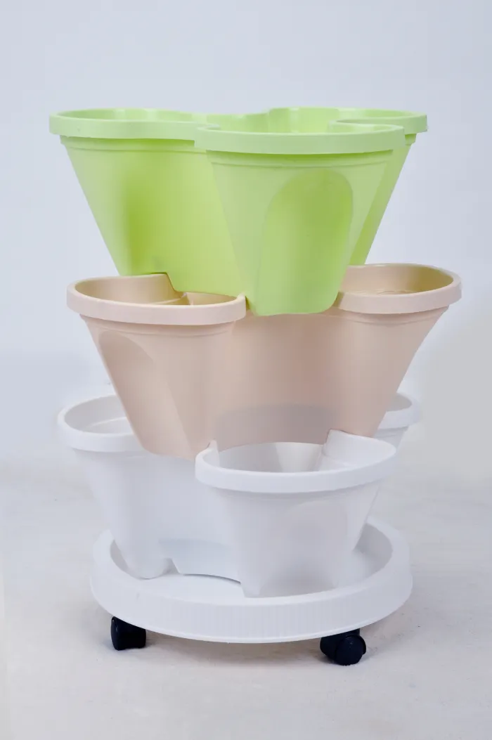 Flower Herb 5 tier Self Watering Stacking Planting Pot Plastic stacking strawberry planter flower pot for home garden