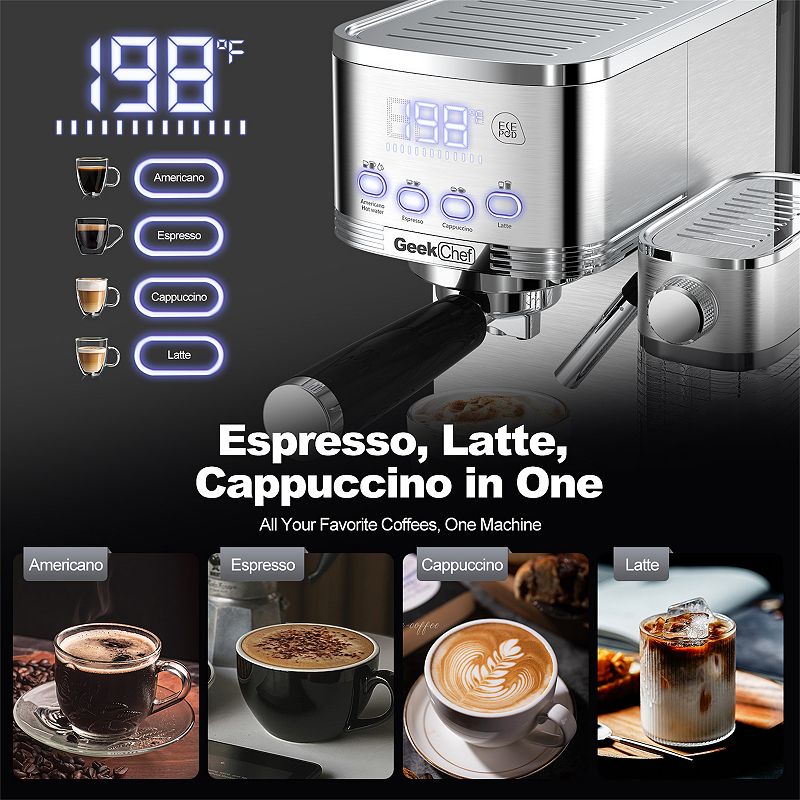 20 Bar Espresso Machine With Automatic Milk Frother， Espresso Maker For Cappuccino Or Latte