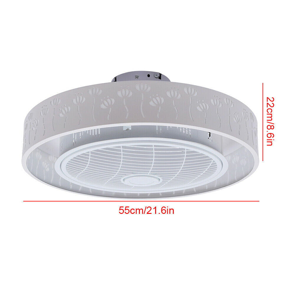 Ceiling Fan with Lights, Enclosed Round LED 3 Colors Ceiling Lighting Fan with Invisible Blades,Semi Flush Mount Low Profile Fan W/Remote Control for Bedroom Living Room Children's Room