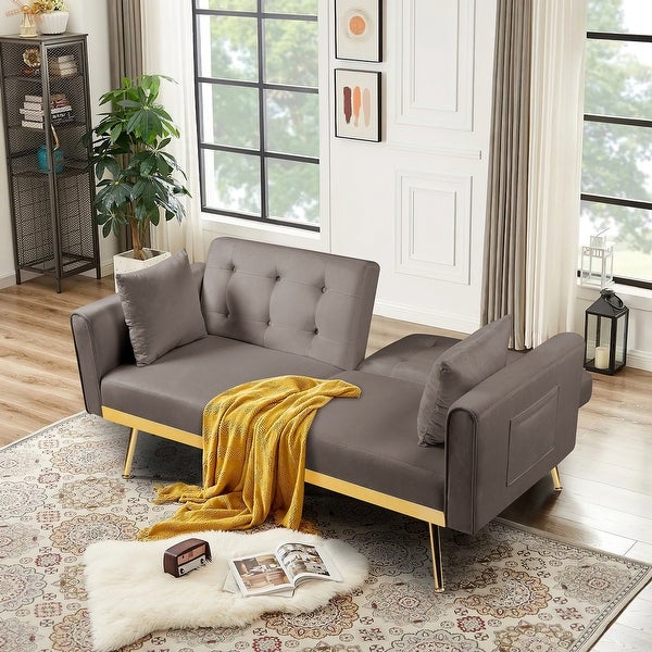 Wide Modern Industrial Design Velvet Upholstered Recline Sofa Bed