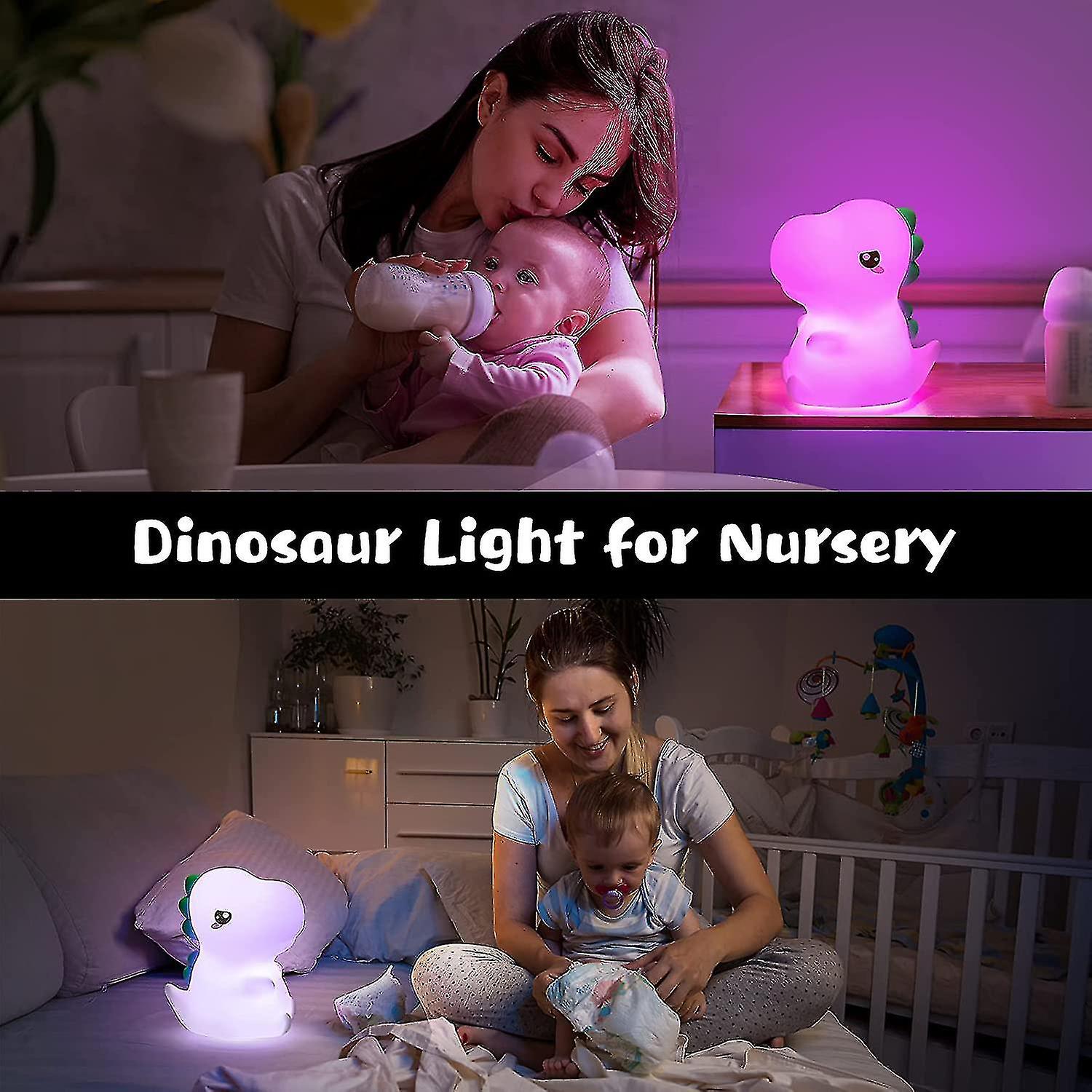 Dinosaur Kids Room Night Light， Cute Light Silicone Baby Toddler Boy Dinosaur Tap Battery Night Light Dinosaur Gift