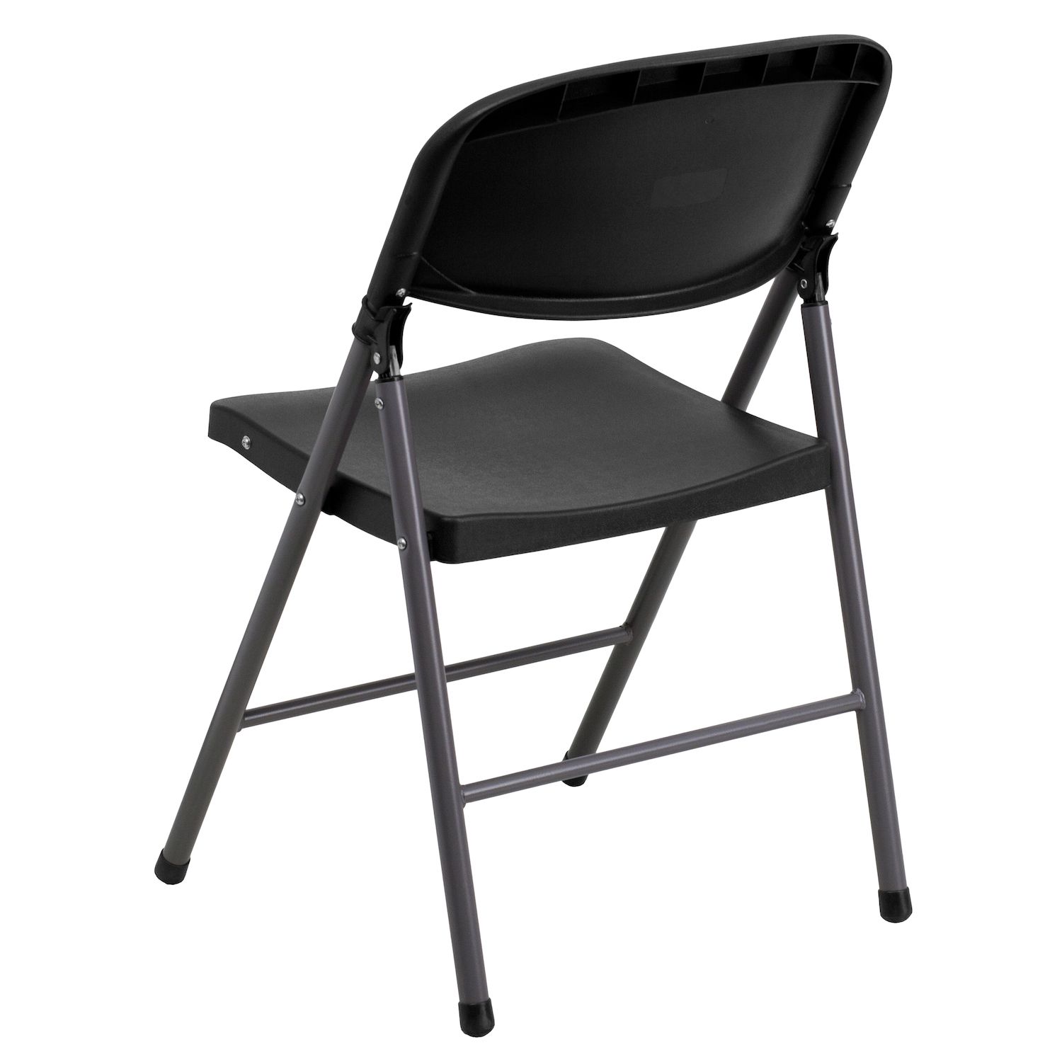 Emma and Oliver 6 Pack 330 lb. Capacity Black Plastic Folding Chair - Charcoal Frame - Event Chair