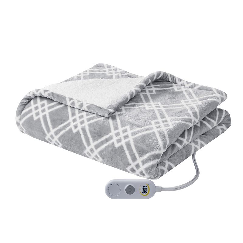 Serta? Printed Microlight to Sherpa Electric Heated Throw Blanket