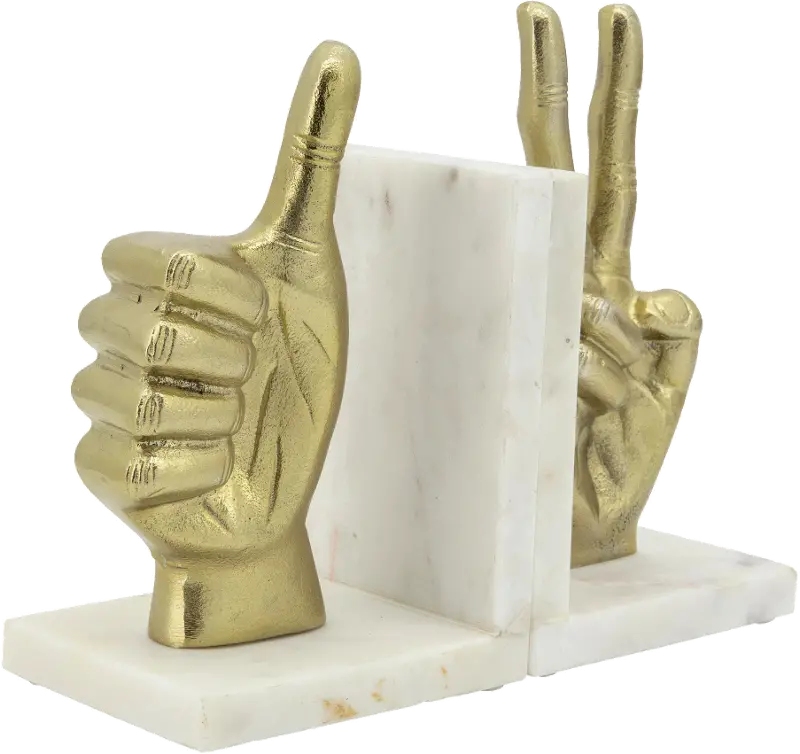 Gold Hand Sign Bookend Pair