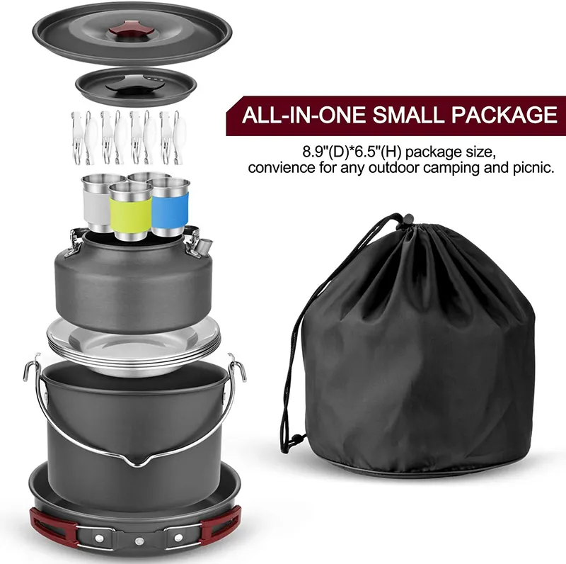 Popular 4 5 Person camp kitchen cooking utensil set travel Other outdoor accessories camping Hanging pot set