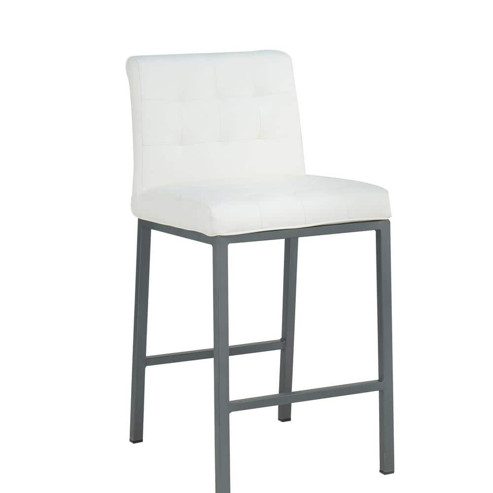 Clihome Modern 35.83 in. H Low Back Design High White Pu Kitchen Stool Restaurant Bar Chair With Metal Legs (Set of 2) CL-YF37590-WH