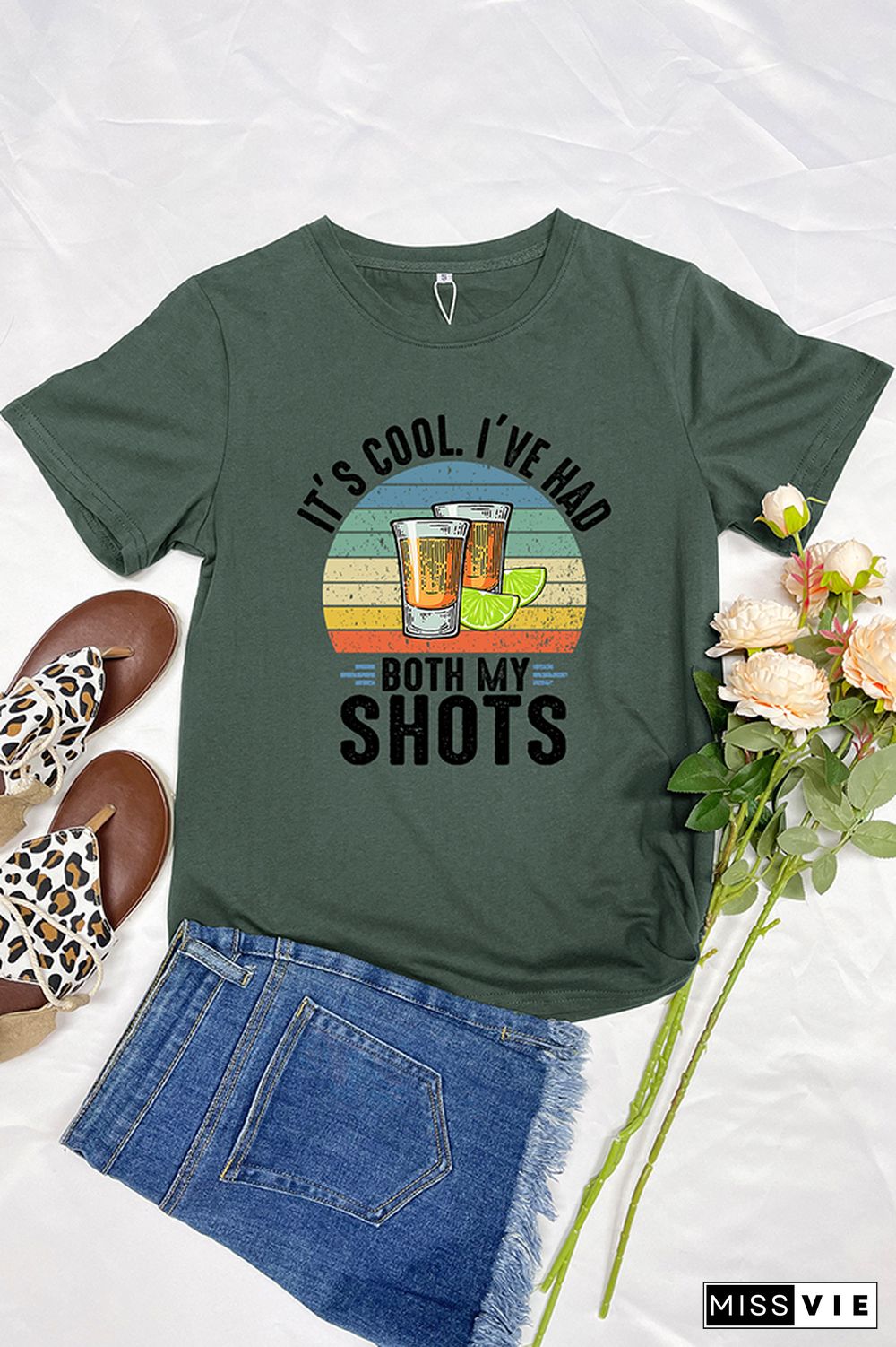 It's Cool I've Had Both My Shots Print Graphic Tees for Women Wholesale Short Sleeve T shirts Top