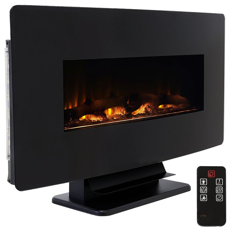 Sunnydaze 35.75 in Curved Face Wall or Freestanding Electric Fireplace