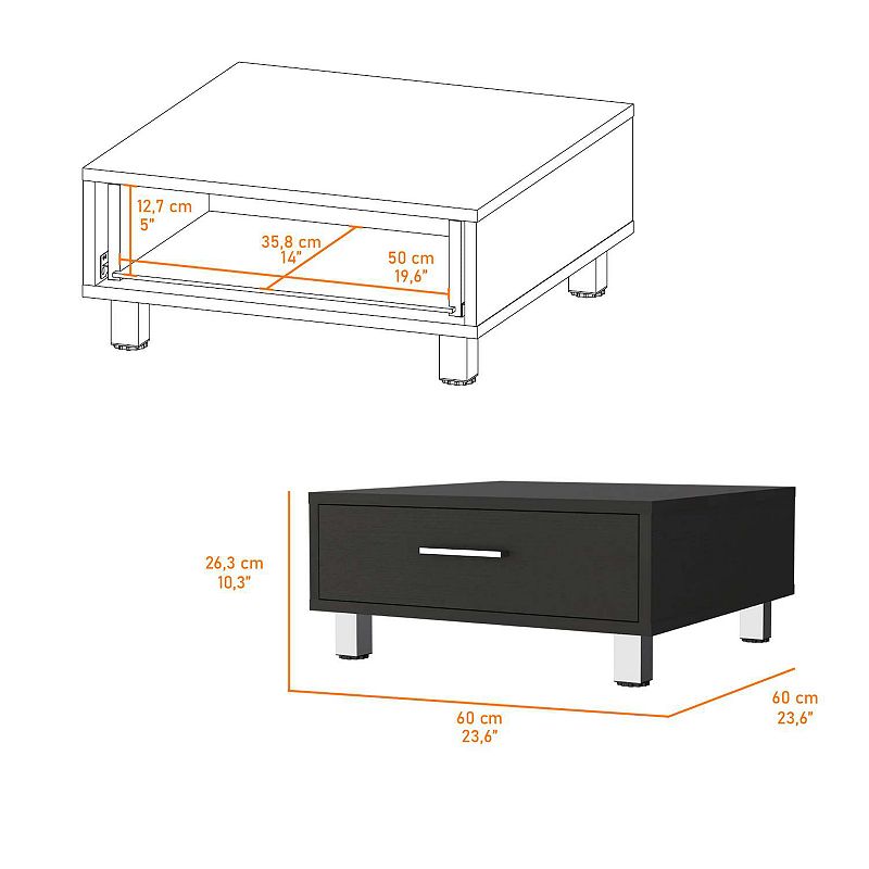 Myers Coffee Table， Four Legs， One Drawer