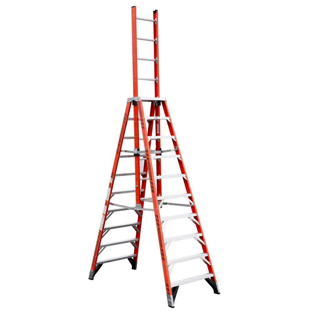 Werner 10 ft. Fiberglass Extension Trestle Step Ladder with 300 lb. Load Capacity Type IA Duty Rating E7410