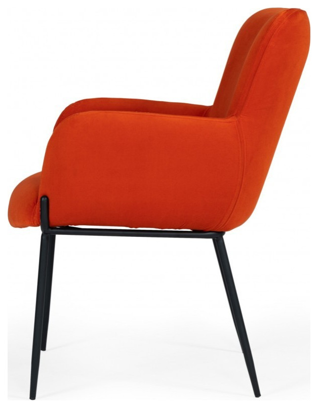 Orange Velvet Dining Chair   Midcentury   Dining Chairs   by HomeRoots  Houzz