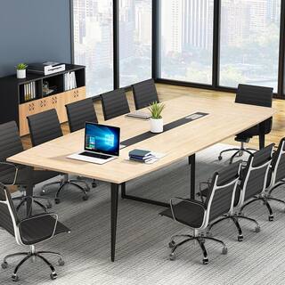 Tribesigns Cassey 94.4 in. Rectangle Walnut Engineered Wood Computer Desk Conference Table Meeting Seminar Table FFHD-C0271