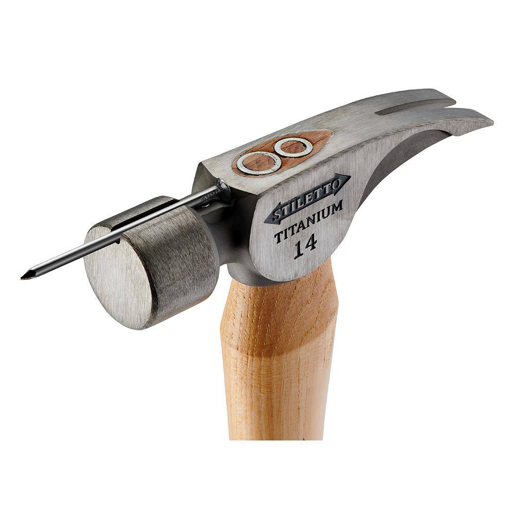 Stiletto 14 Oz. Titanium Smooth Face Hammer with 18 in. Curved Hickory Handle TI14SC