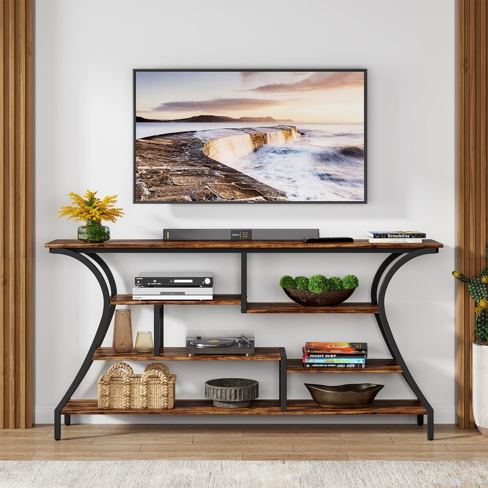 70.9 Inch Narrow Long Sofa Table with Storage Shelves